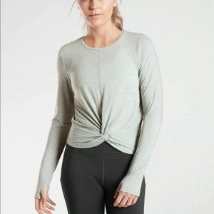 Athleta Light Gray Long Sleeve Twist Top